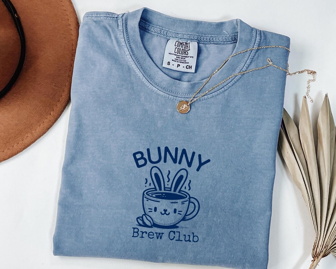 Comfort Colors® Cute Coffee Bunny T-shirt, Adorable Rabbit Drinking ...