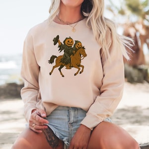 Halloween Horse Pumpkin Sweatshirt, Halloween Sweatshirt, Horse Lover Gift, Cute Ghost Hoodie, Spooky Horse Sweater, Western Halloween