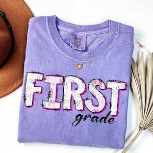 Comfort Colors® First Grade Teacher Shirt, Back to School 1st Grade Tee, Teacher Appreciation Gift, Cute Elementary School, Coquette Bow
