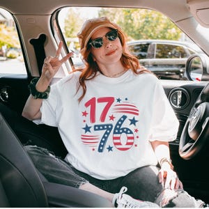 4th of July Shirt Comfort Colors USA Tee Patriotic Red White Blue America Est 1776 Summer Top
