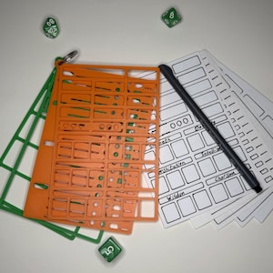 Kit de estêncil para ficha de personagem de D&D 5e impresso em 3D – Modelo modular para fichas de RPG