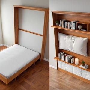DIY Murphy bed build plan, Woodworking plans, Murphy bed plan, Space saving bed, Folding bed, full size bed, Bed frame plan, PDF File