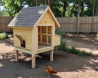 モダンな4x4鶏小屋の建築プラン：産卵箱、DIYファームハウスデザイン（PDFダウンロード）