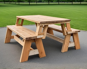 DIY Convertible Picnic Table Plans | Bench to Table Woodworking Build (PDF File)