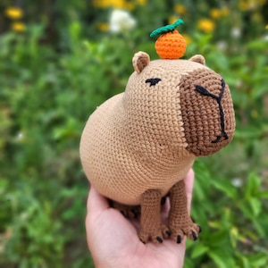 Capybara Crochet Pattern with Orange – Cute Amigurumi PDF, Kawaii Capybara Toy Tutorial, Fruit Animal Crochet, Instant Download