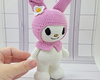 Adorable Pink Bunny in Kawaii Style Melody – Handmade Crochet Plush