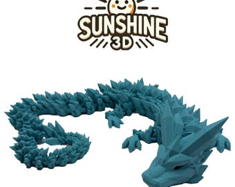 Crystal Dragon – Large Articulated 3D Printed Collectible | Flexible Fantasy Display Figure