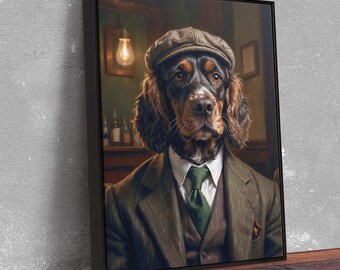 Cocker Spaniel Canvas Art: Tweed Suit Dog Portrait