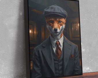 Lienzo de zorro elegante: retrato vintage de animal