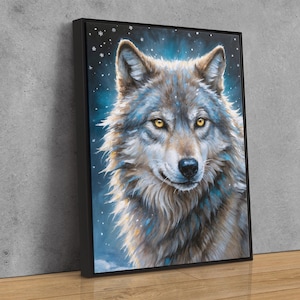 Moonlit Wolf Canvas Art: Mystical Winter Wall Decor
