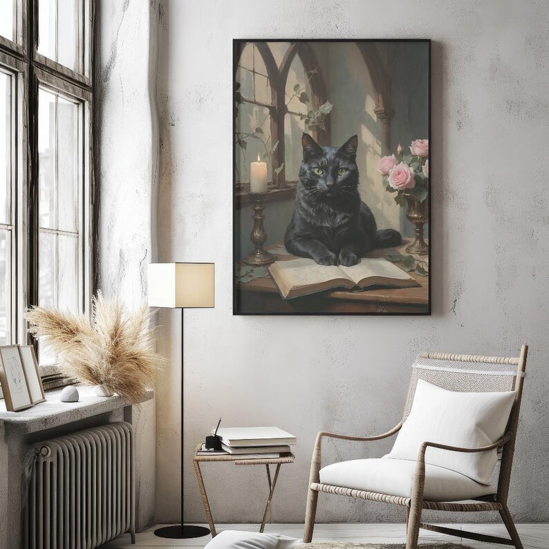 Black Cat Fine Art Print: Dark Academia Gothic Home Decor - Etsy