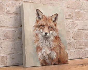 Lienzo de zorro para pared, pintura rústica de animales del bosque para decoración de casas de campo y granjas.