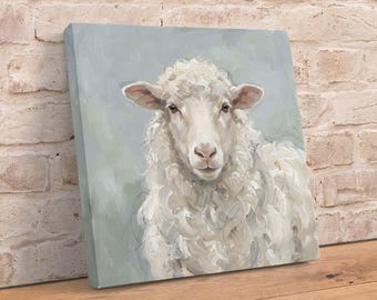 Lienzo decorativo de ovejas: decoración de animales de granja con un toque tranquilo