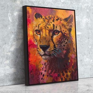 Abstract Cheetah Canvas Art: Vibrant Wildlife Portrait, Safari Decor