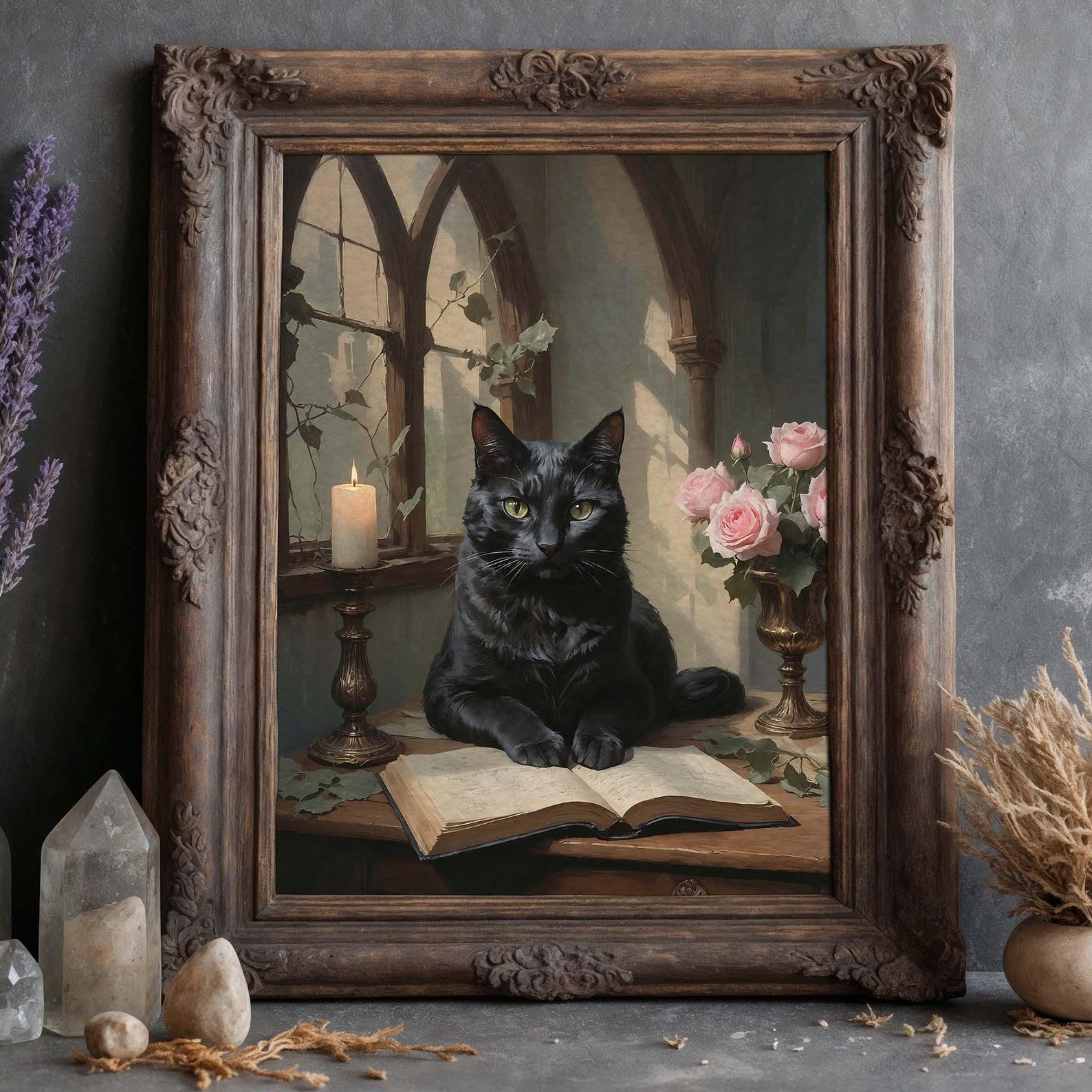 Black Cat Fine Art Print: Dark Academia Gothic Home Decor - Etsy