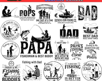 Fishing Dad Graphic Bundle SVG & PNG - Perfect for Father's Day Gifts and Fishing Enthusiasts Instant Digital Download