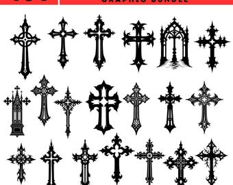 497 Gothic Cross SVG Bundle Dark Fantasy Clipart for Commercial Use instant digital downloads