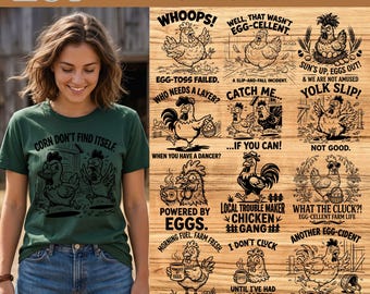 259 Funny Chicken SVG Bundle, Farm Animal Clipart, Rooster Hen Quotes, Egg Pun Shirt Designs instant digital downloads