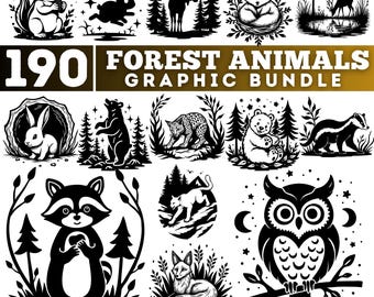190 Forest Animals SVG Bundle Woodland Animal Clipart Set instant digital downloadsS