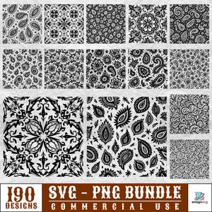aisley Seamless Pattern SVG Boho Decorative Paisley Pattern Digital Paper Textile Design Cut File Instant Digital Downloads