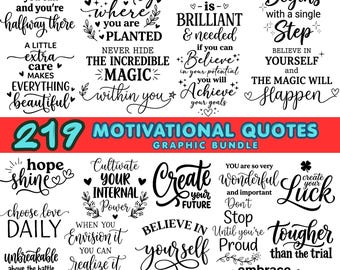 219 Motivational Quotes SVG Bundle Inspirational Affirmation PNG Designs for Cricut Commercial Use instant digital downloads