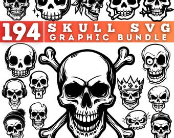 Skull SVG Bundle Gothic Skull Clipart Set instant digital downloads