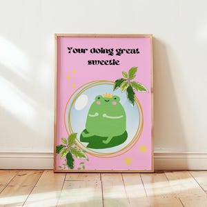 arte de pared de rana femenina, póster de rana rosa, póster de rana femenina, póster motivacional, arte de rana, póster de rana, póster de animales, póster rosa