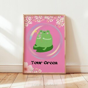 Galinda frog, glinda frog, Wicked wall art, girly frog art, pink frog poster, girly frog poster, motivational poster, frog art, frog poster
