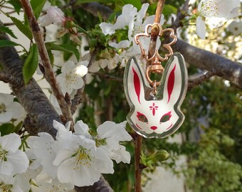 Rosa kaninmask nyckelring