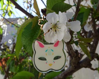 Rosa kattmask nyckelring