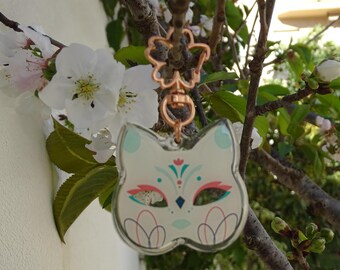 Blommig kattmask nyckelring