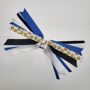 Softball hair ribbons, softball bows, softball hair ties, team ribbons, team spiritwear, sports ribbon