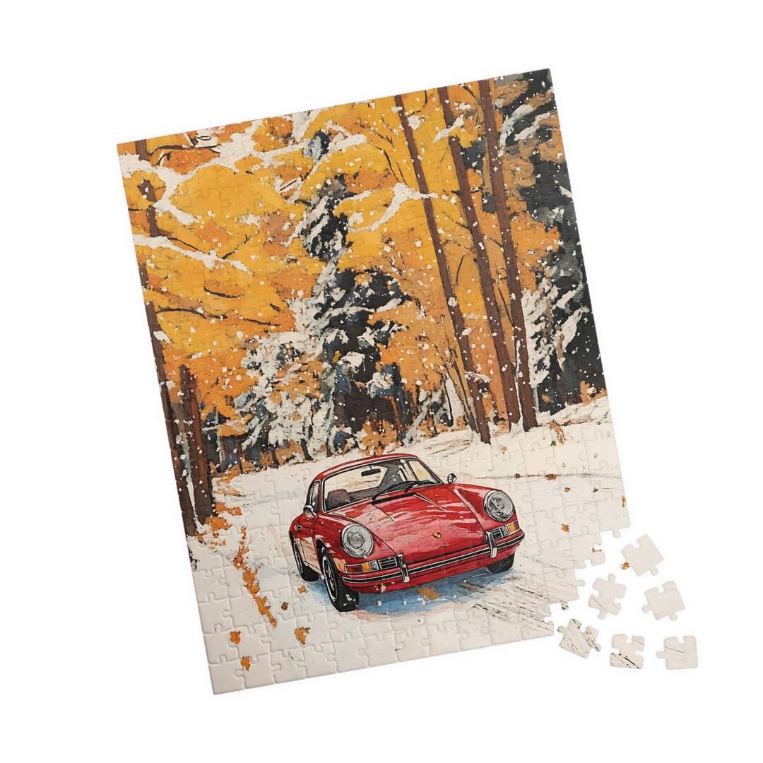 1963 Red Porsche Carrera 2 GT Puzzle Racing Through Snowy Track ...