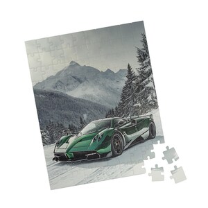 Pagani Huayra Irish Green Puzzle Winter Wonderland Christmas Snowy Mountains Christmas Gift  Gift For Kids, Car, Puzzle Lover Gift Fun