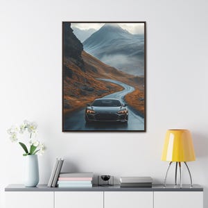 Audi R8 Black on a Scenic Mountain Road High-Quality Poster for Car Enthusiasts, Perfect for Wall Art Decoration Fall Mountain Poster