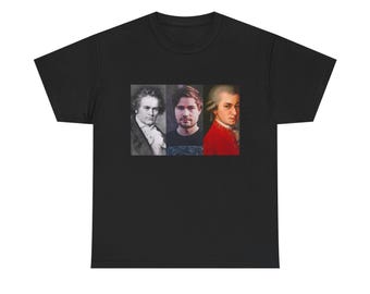 Camiseta de música de Minecraft con Beethoven y Mozart C418 / Combinación de videojuegos y compositores clásicos