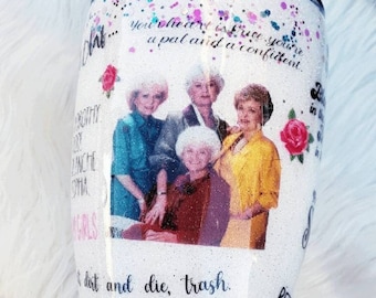 Glitter inspired GoldenGirls/tumbler/ Custom Glitter/Personalized Tumbler/Custom stainless steel tumbler/Name Thanks for being a friend