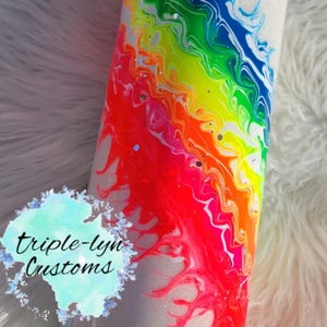 Glitter Rainbow Neon bougie/inspired tumbler/ Custom Glitter Tumbler/Personalized Tumbler/stainless steel tumbler/ Ombre/swirl/ Pride/