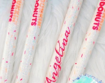 Custom Glittered Pens dunkin/Donuts/Refillable Ink /Personalized/ Ombre/Name/Gel pen