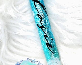 Custom Glittered Pens Beach/ Rainbow Refillable Ink /Personalized/ Ombre/Name/waves/ sand/ vacation/Gel pen Ocean/ Beach/ Relax/Tumbler