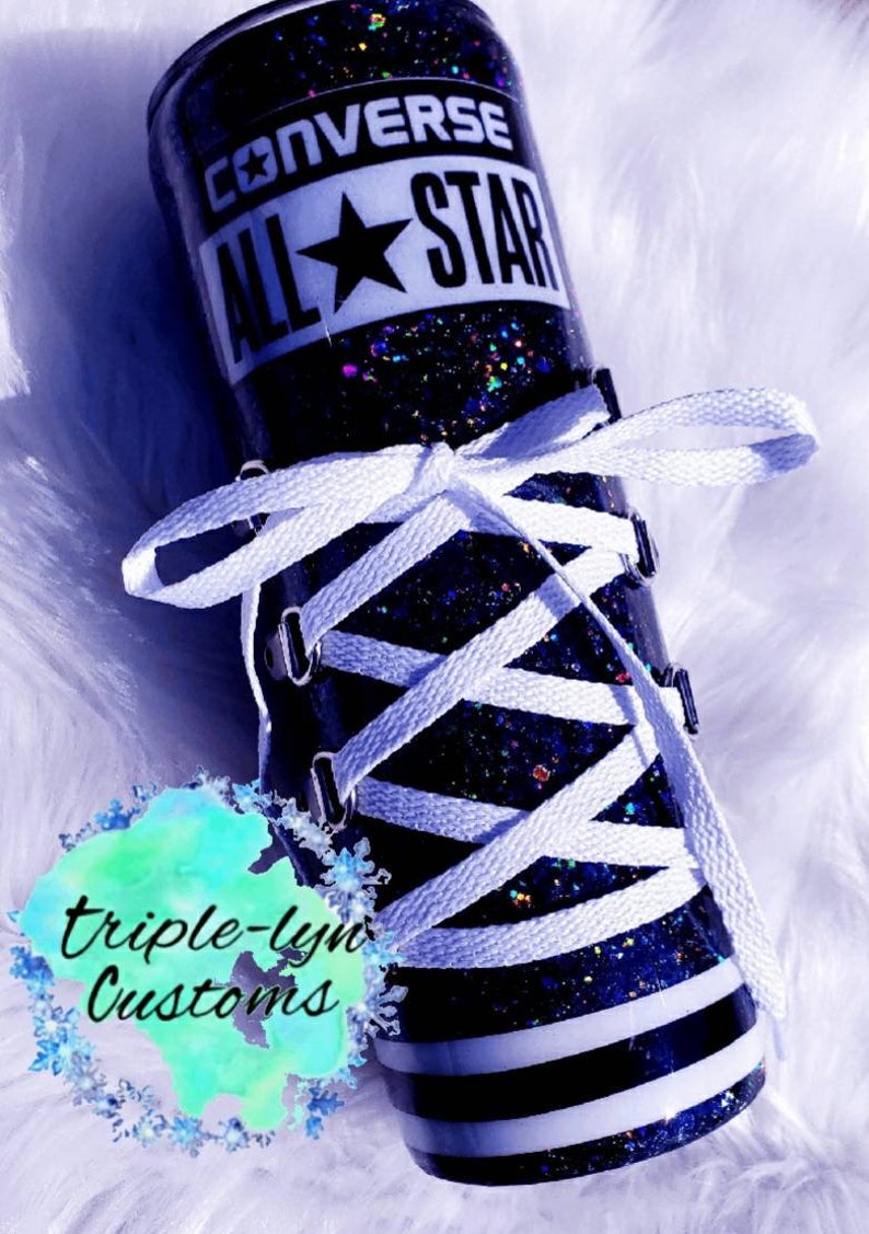 Glitter inspired converse shoe custom tumbler/ Custom