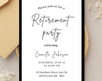 Retirement Party Invitation Template, Editable Modern, Formal, Retirement Celebration Invite, Printable Retirement invitation