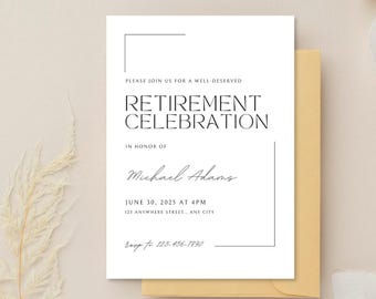 Retirement Party Invitation Template, Editable Modern Retirement Celebration Invite,  Printable Retirement invitation, Digital Download