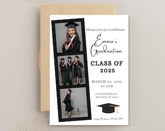 Graduation Party Invitation Template, Digital, Editable and Printable Graduation Celebration Invite, Photo Announcement, Class of 2026