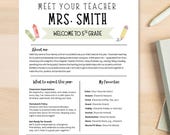 Meet the Teacher Template, Teacher Introduction, Back to School, Open House Teacher Flyer, Simple Digital Editable Printable Template