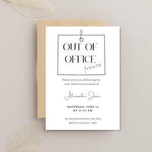 Retirement Party Invitation Template, Editable Modern Retirement Celebration Invite,  Out of Office Forever, Printable Retirement invitation