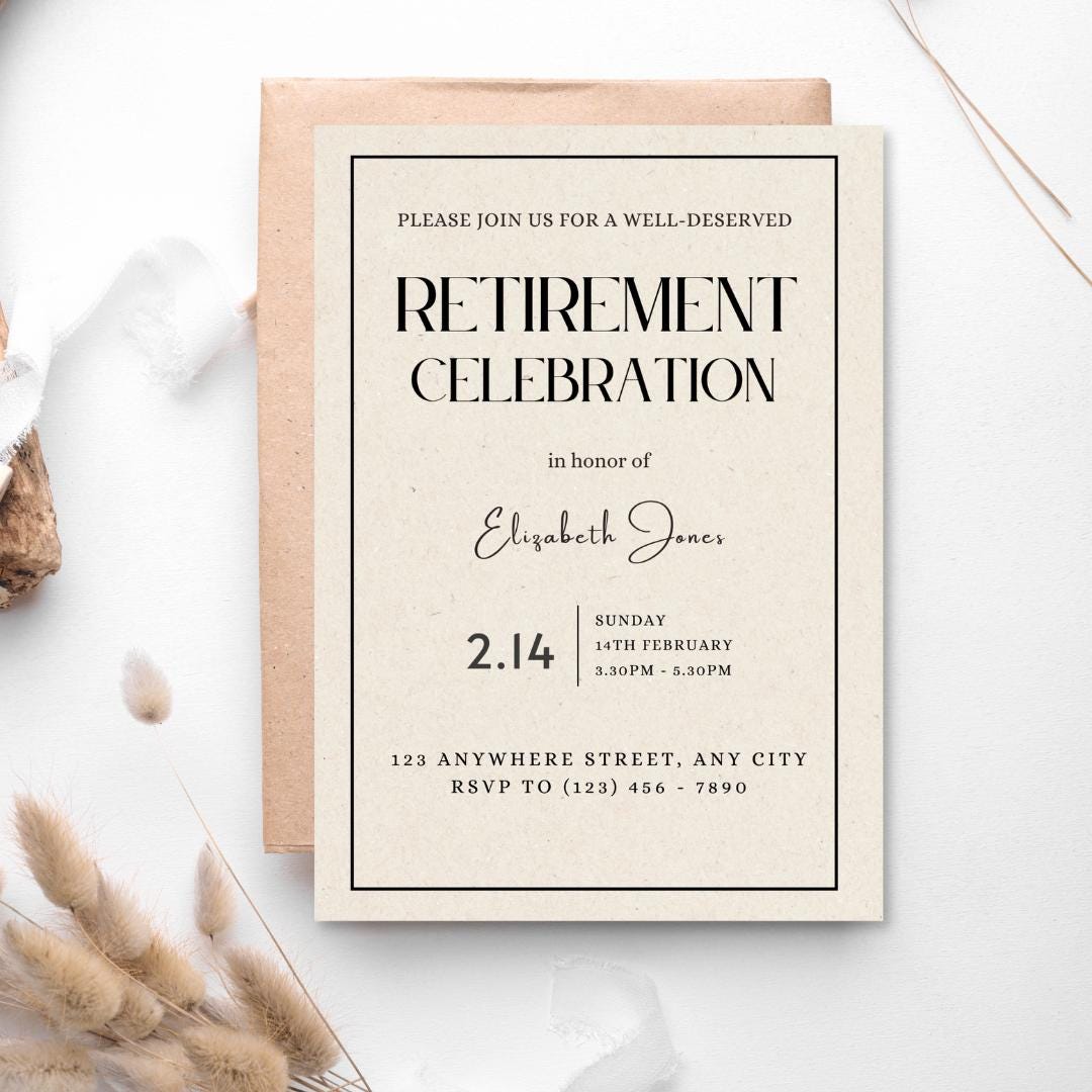 Retirement Party Invitation Template, Editable Modern Retirement Celebration Invite,  Printable Retirement invitation, Digital Download