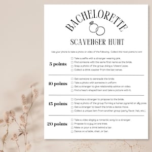 Bachelorette Party Scavenger Hunt Game, Hen Party Game, Bachelorette Activity, Hen Night Games, Printable Scavenger Hunt, Simple