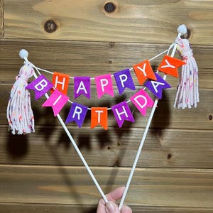 Personalized Felt Cake Topper: Boho Birthday Pennant Banner