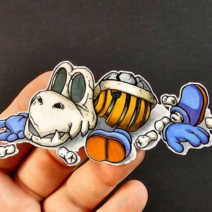 Dry Bones Aufkleber | Handgezeichnete Aufkleber für Laptops, Journals und mehr | Perfektes Geschenk für Gamer, Kinder und Super Mario Fans